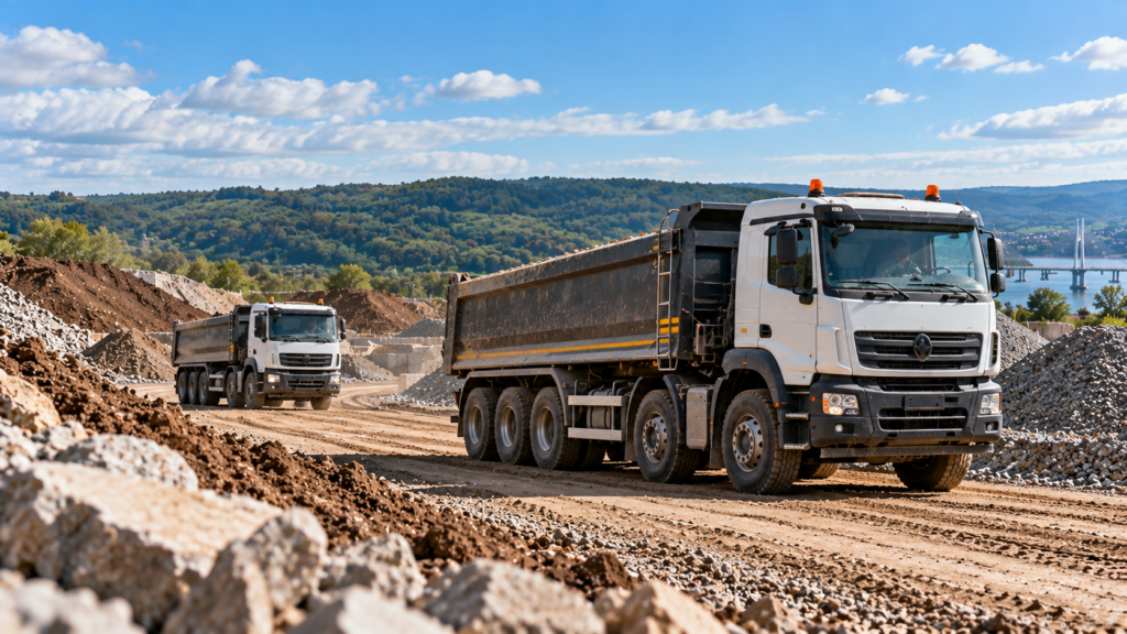 Aggregates Express tipper lorry providing construction haulage in South Wales